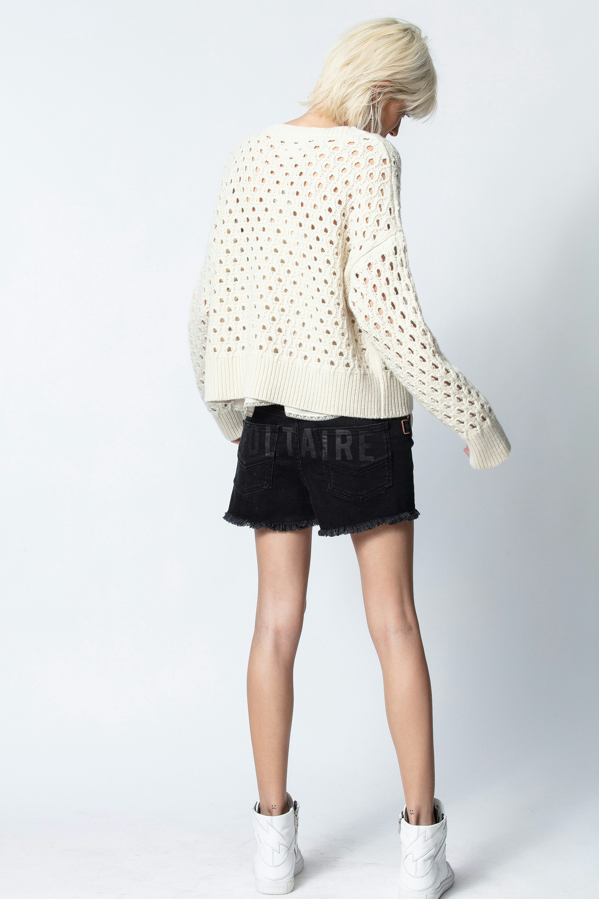 Pull Douna - Pull beige femme, en cachemire recyclé.